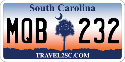 SC license plate MQB232