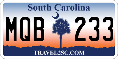 SC license plate MQB233