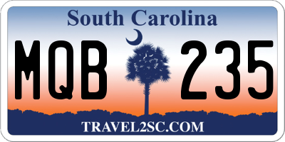 SC license plate MQB235