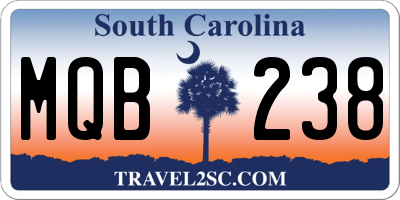 SC license plate MQB238