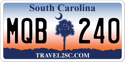 SC license plate MQB240