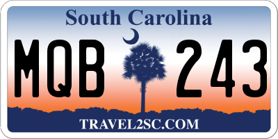 SC license plate MQB243
