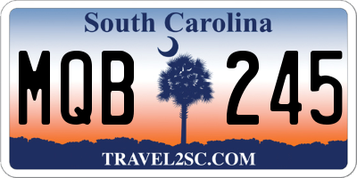 SC license plate MQB245