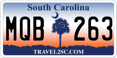 SC license plate MQB263