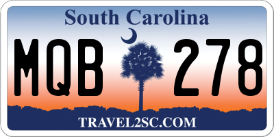 SC license plate MQB278