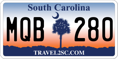 SC license plate MQB280