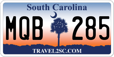 SC license plate MQB285