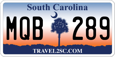 SC license plate MQB289
