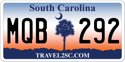 SC license plate MQB292