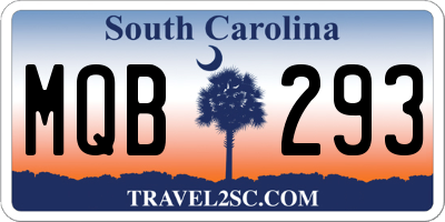 SC license plate MQB293