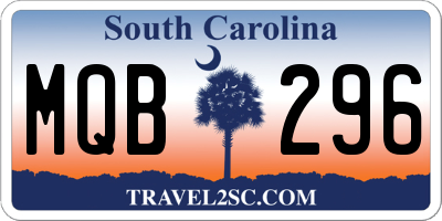 SC license plate MQB296