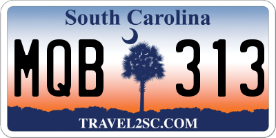 SC license plate MQB313