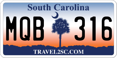 SC license plate MQB316
