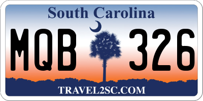 SC license plate MQB326