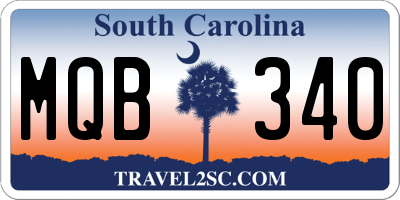 SC license plate MQB340