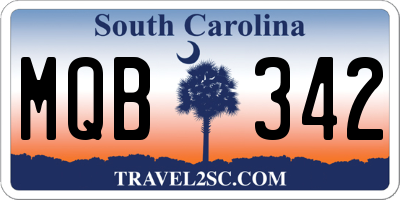 SC license plate MQB342
