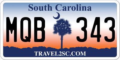 SC license plate MQB343