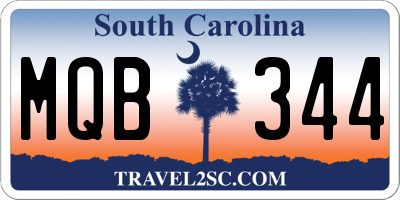 SC license plate MQB344