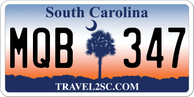 SC license plate MQB347
