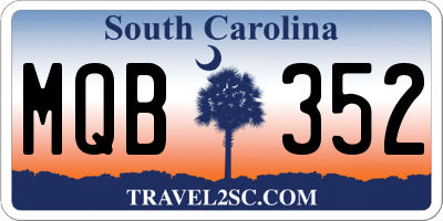 SC license plate MQB352