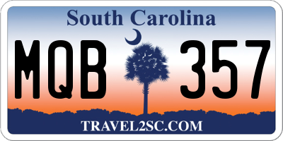 SC license plate MQB357