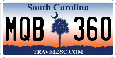 SC license plate MQB360