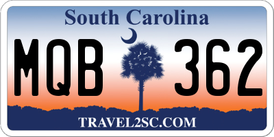 SC license plate MQB362