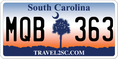 SC license plate MQB363