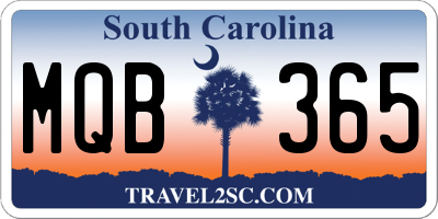 SC license plate MQB365