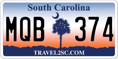 SC license plate MQB374