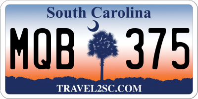 SC license plate MQB375