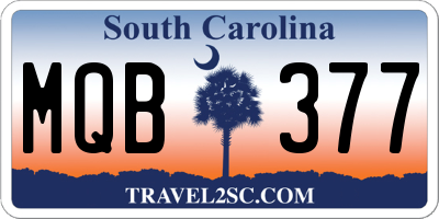 SC license plate MQB377