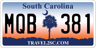 SC license plate MQB381
