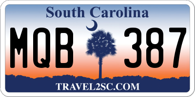SC license plate MQB387