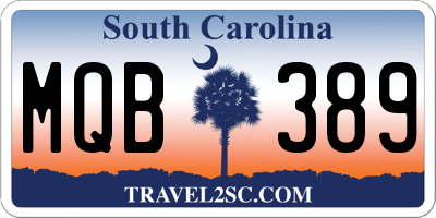 SC license plate MQB389