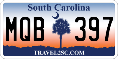 SC license plate MQB397