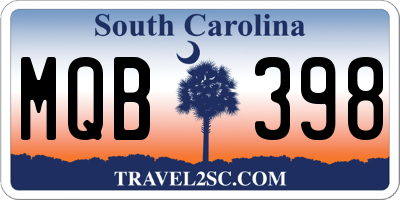 SC license plate MQB398