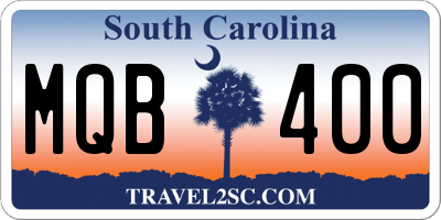 SC license plate MQB400