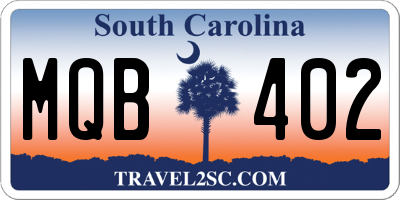 SC license plate MQB402