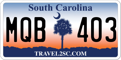 SC license plate MQB403