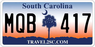 SC license plate MQB417