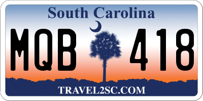 SC license plate MQB418
