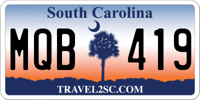 SC license plate MQB419