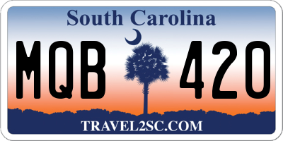 SC license plate MQB420