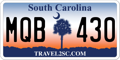 SC license plate MQB430