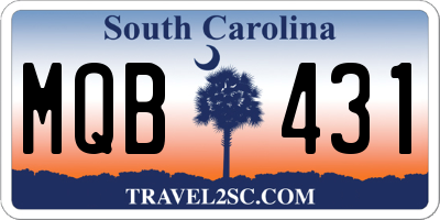SC license plate MQB431