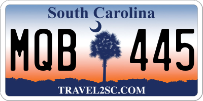 SC license plate MQB445