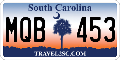 SC license plate MQB453