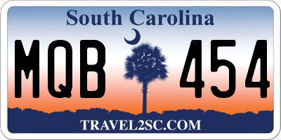 SC license plate MQB454