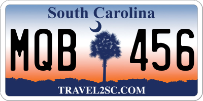 SC license plate MQB456